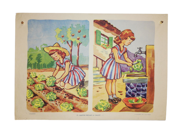 Affiche Carte Scolaire Lithographie Nathan Joyeuse Enfance