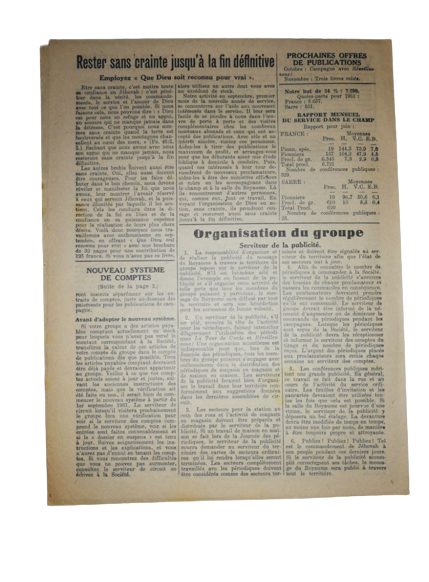 Aout 1951 Rare Publication Informateur Paris Watch-Tower Bible Témoins Jéhovah USA