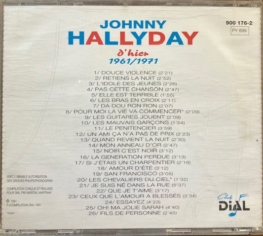 Cd Johnny Hallyday – D'hier 1961/1971
