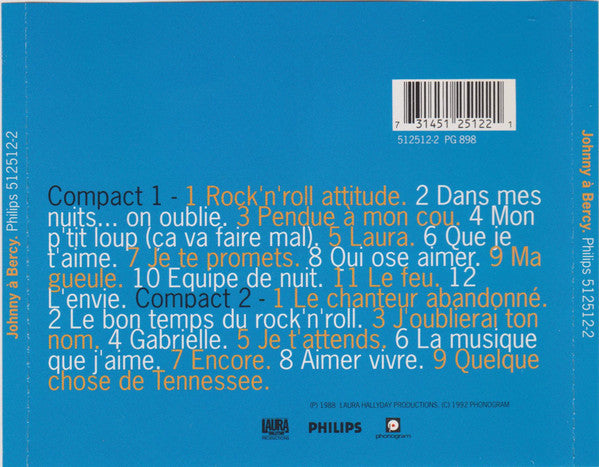 Cd Johnny Hallyday À Bercy - Édition 92 + 6 Titres