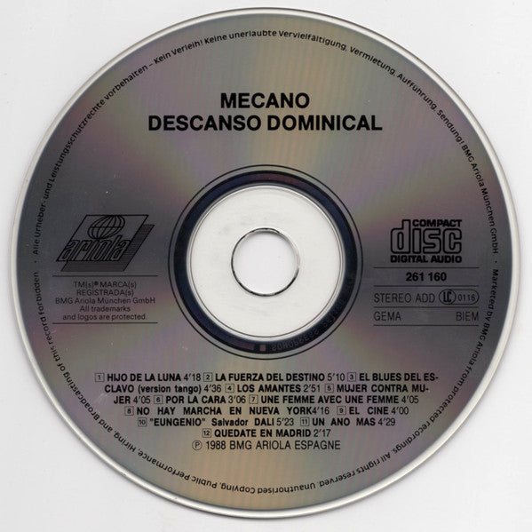 Cd Mecano – Descanso Dominical