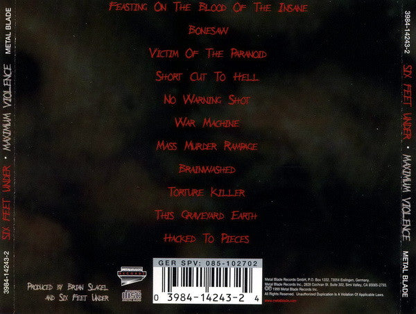 Cd Six Feet Under – Maximum Violence