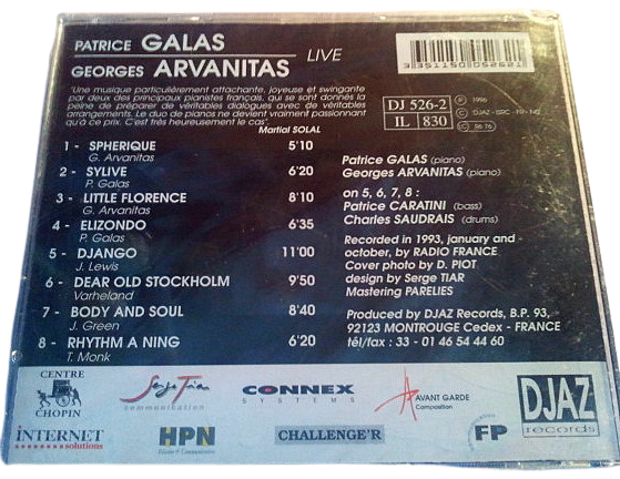 Cd Patrice Galas &, Georges Arvanitas – Piano Duo And Quartet Live Concert 3351150052621