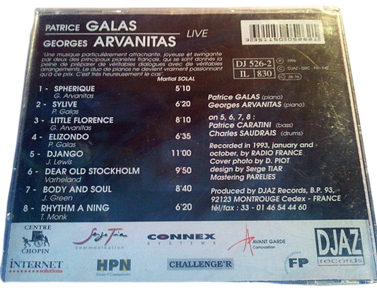 Cd Patrice Galas &, Georges Arvanitas – Piano Duo And Quartet Live Concert 3351150052621