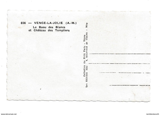 Carte postale - 836 vence la jolie le baou des blancs château des templiers