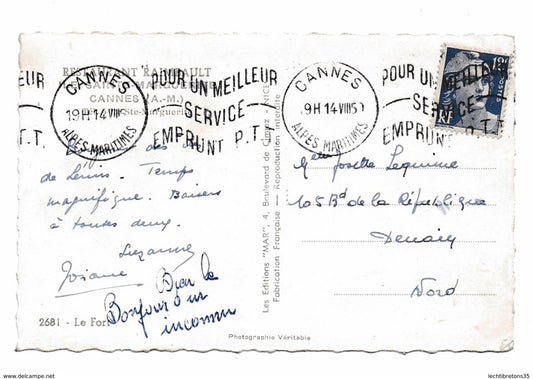 Carte postale - Restaurant Raimbault 2681 ÎLE STE MARGUERITE FORT SAINTE cannes