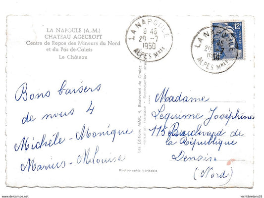 Carte postale - LA NAPOULE CENTRE DE REPOS DES MINEURS DU NORD CHÂTEAU