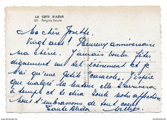 Carte postale - LA COTE D'AZUR 221 PERGOLA FLEURIE