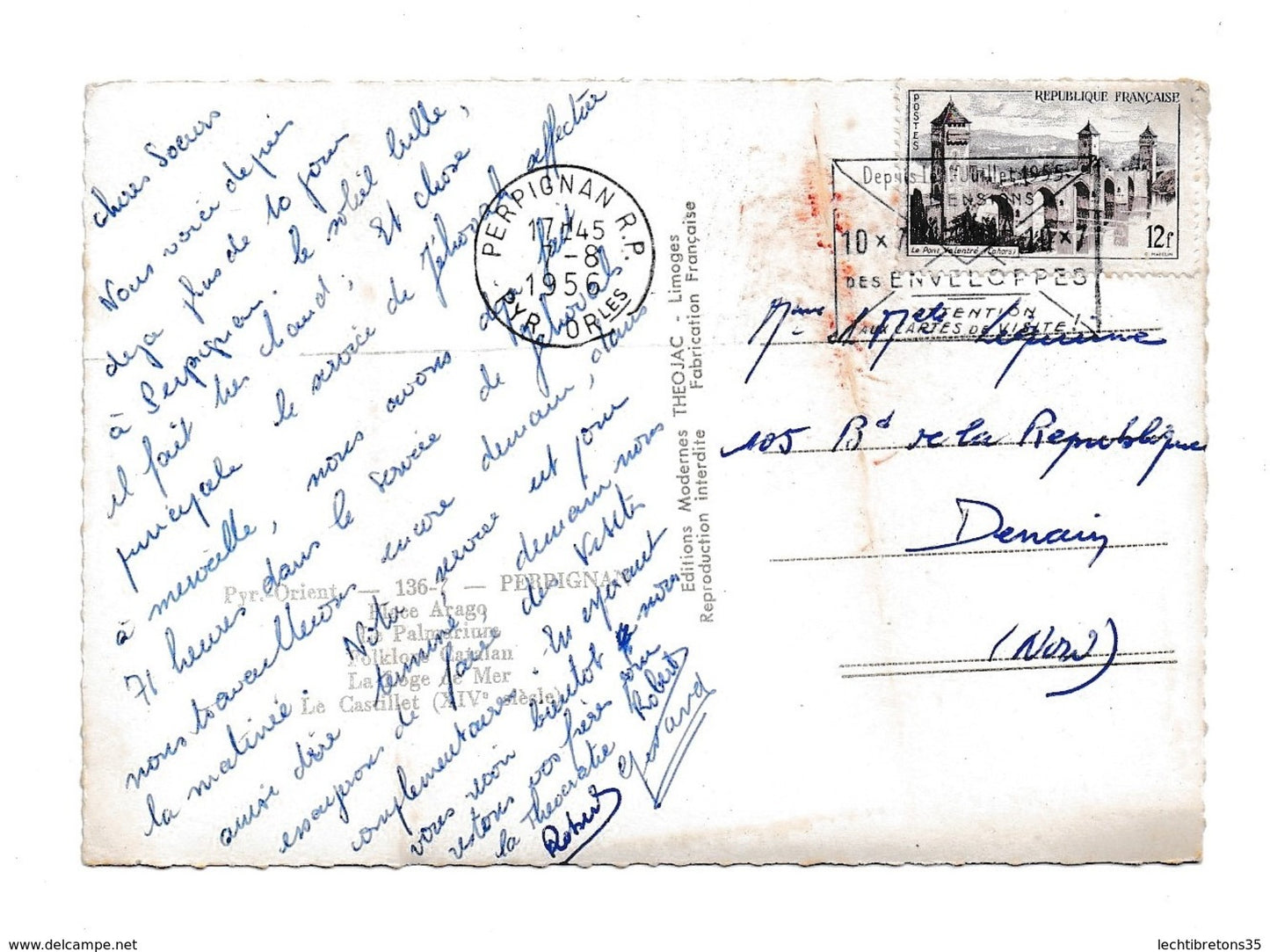 Carte postale -136 arago palmarinne loge de mer castillet