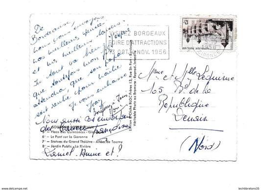 Carte postale - Bordeaux souvenir muti vue pont Garonne grand théâtre