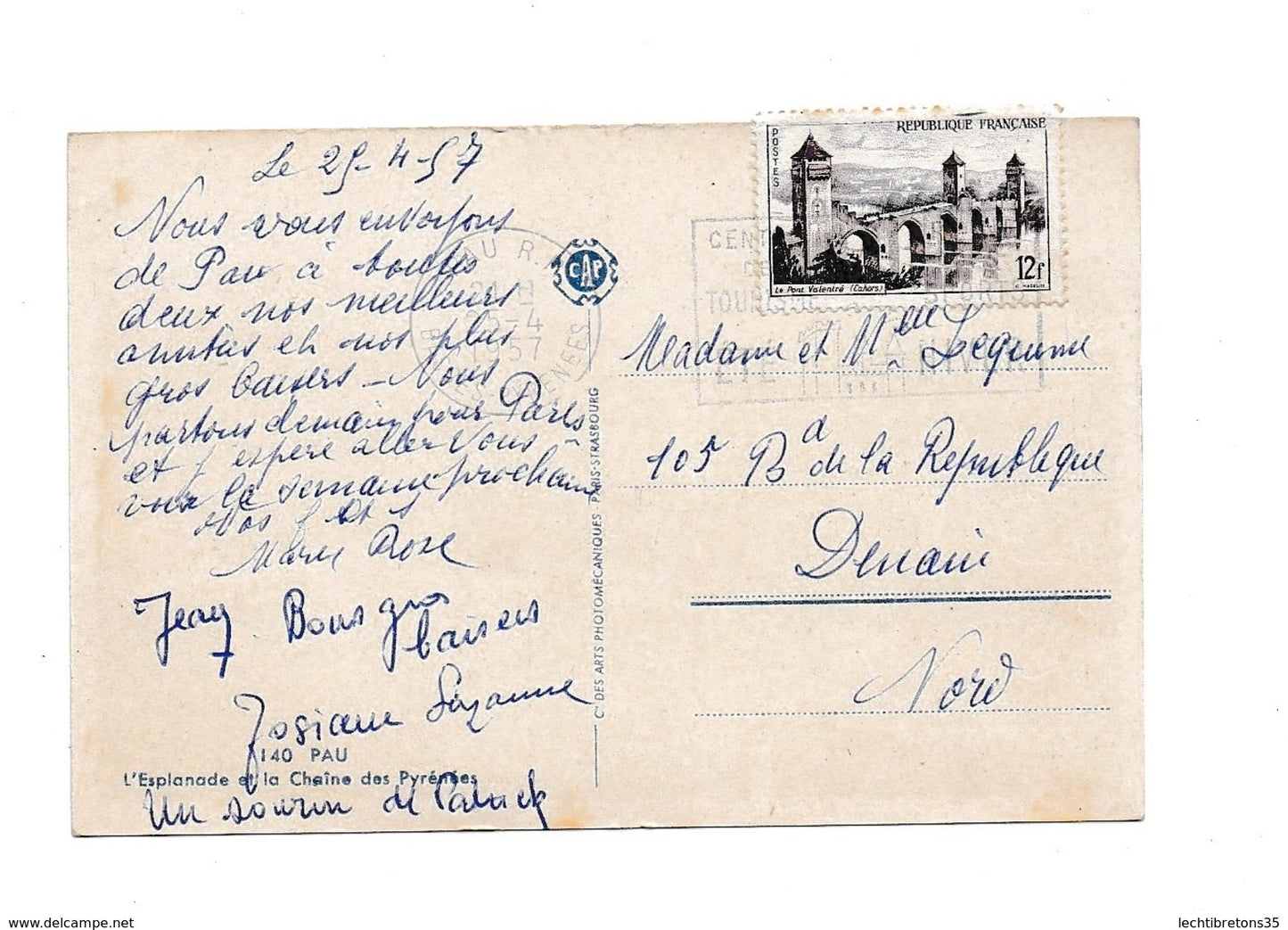 Carte postale - Pau 140 l'esplanade et la chaîne des Pyrénées