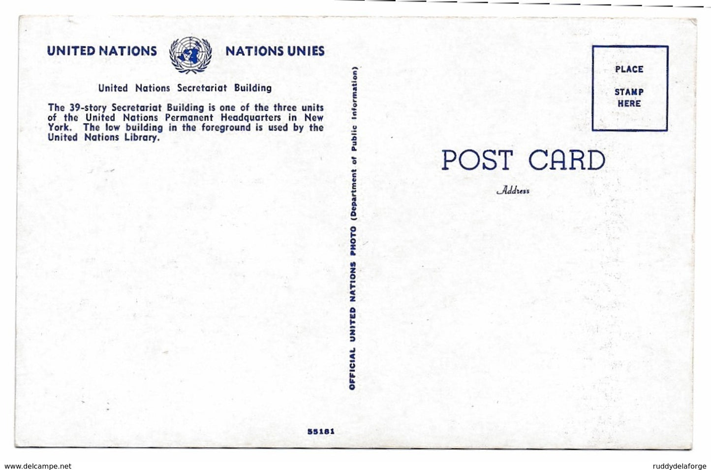 Carte postale - United nations nations unies new york secretariat building
