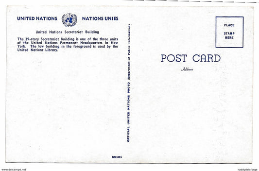 Carte postale - United nations nations unies new york secretariat building