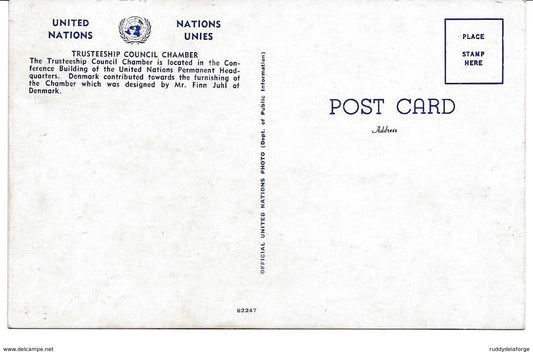 Carte postale - United nations nations unies TRUSTEESHIP COUNCIL CHAMBER BULDING