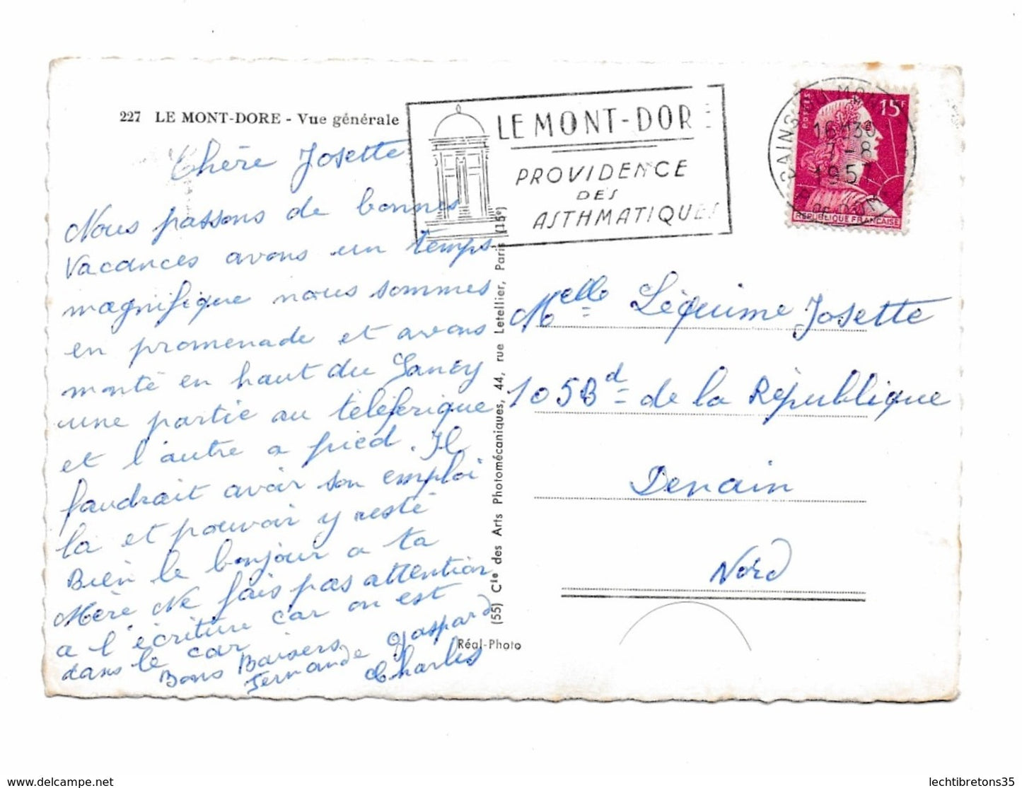 Carte postale - 227 mont dore roc cuzeau puy cacadogne ferrand sancy clierg
