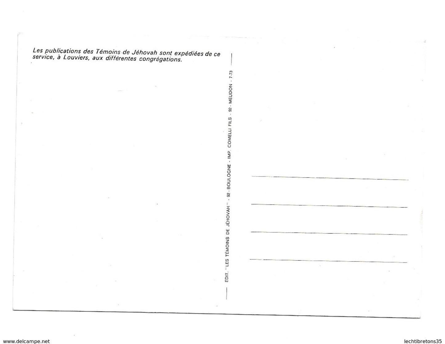 Carte postale - Louviers 27 Eure Normandie association des Témoins de Jéhovah