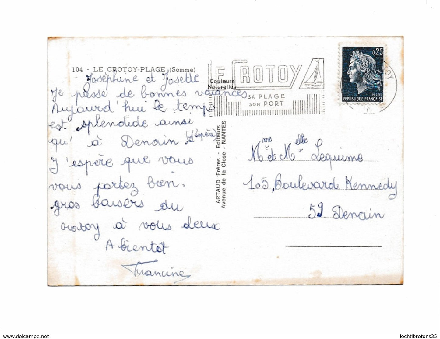 Carte postale - 104 crotoy plage somme port
