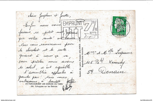 Carte postale - En parcourant les gorges du tarn, 594 Echappée sur les detroits