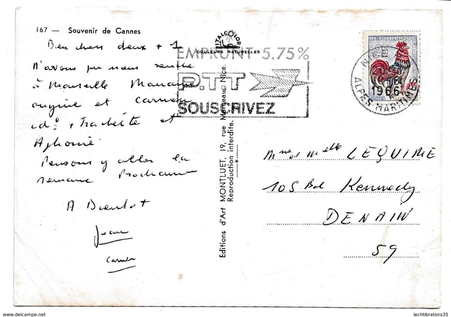 Carte postale - 167 SOUVENIR DE CANNES