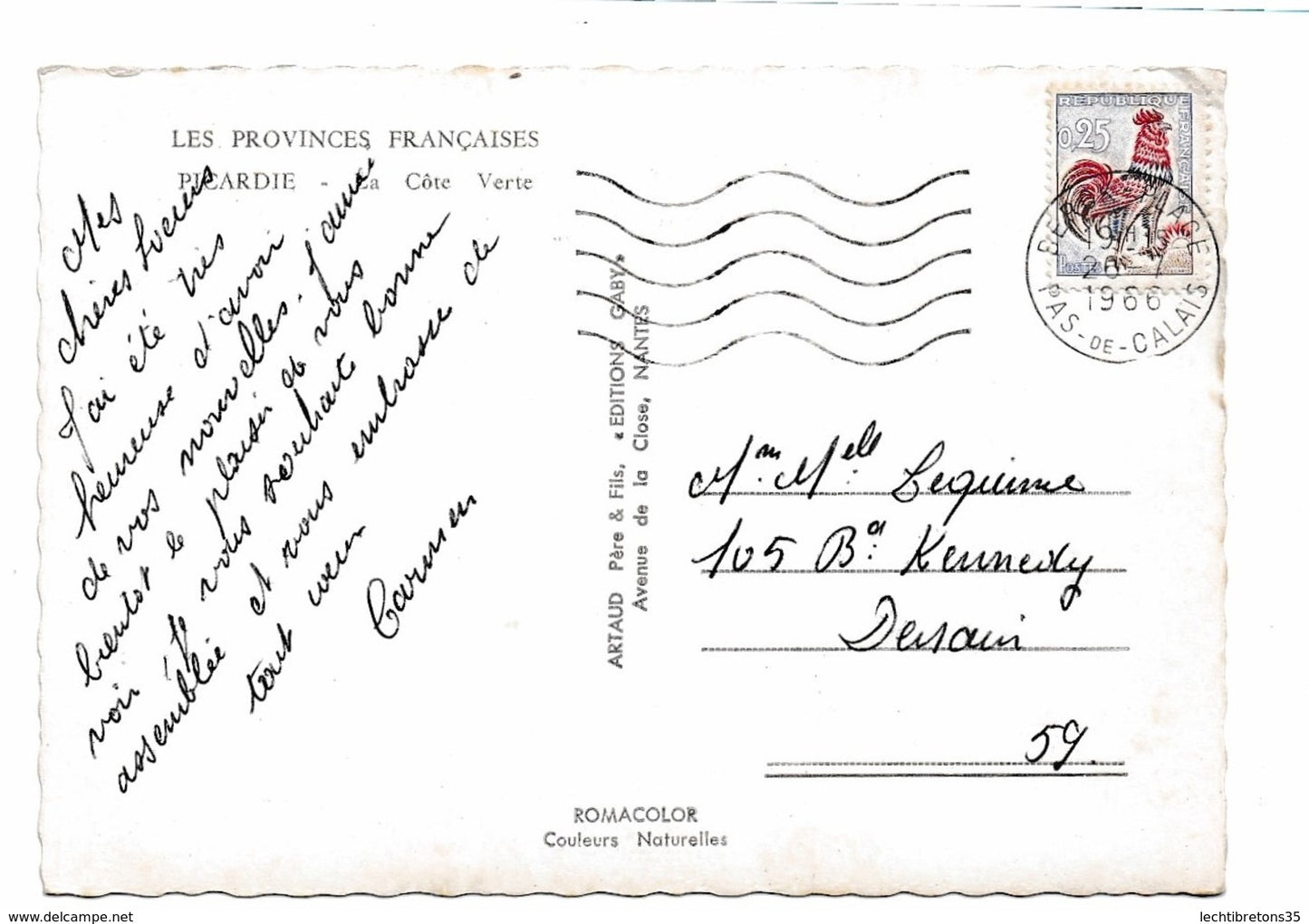 Carte postale -PROVINCES FRANÇAISES PICARDIE GABY COTE VERTE