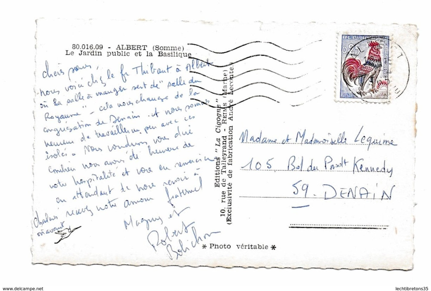 Carte postale - ALBERT SOMME LE JARDIN PUBLIC ET LA BASILIQUE 80.016.09