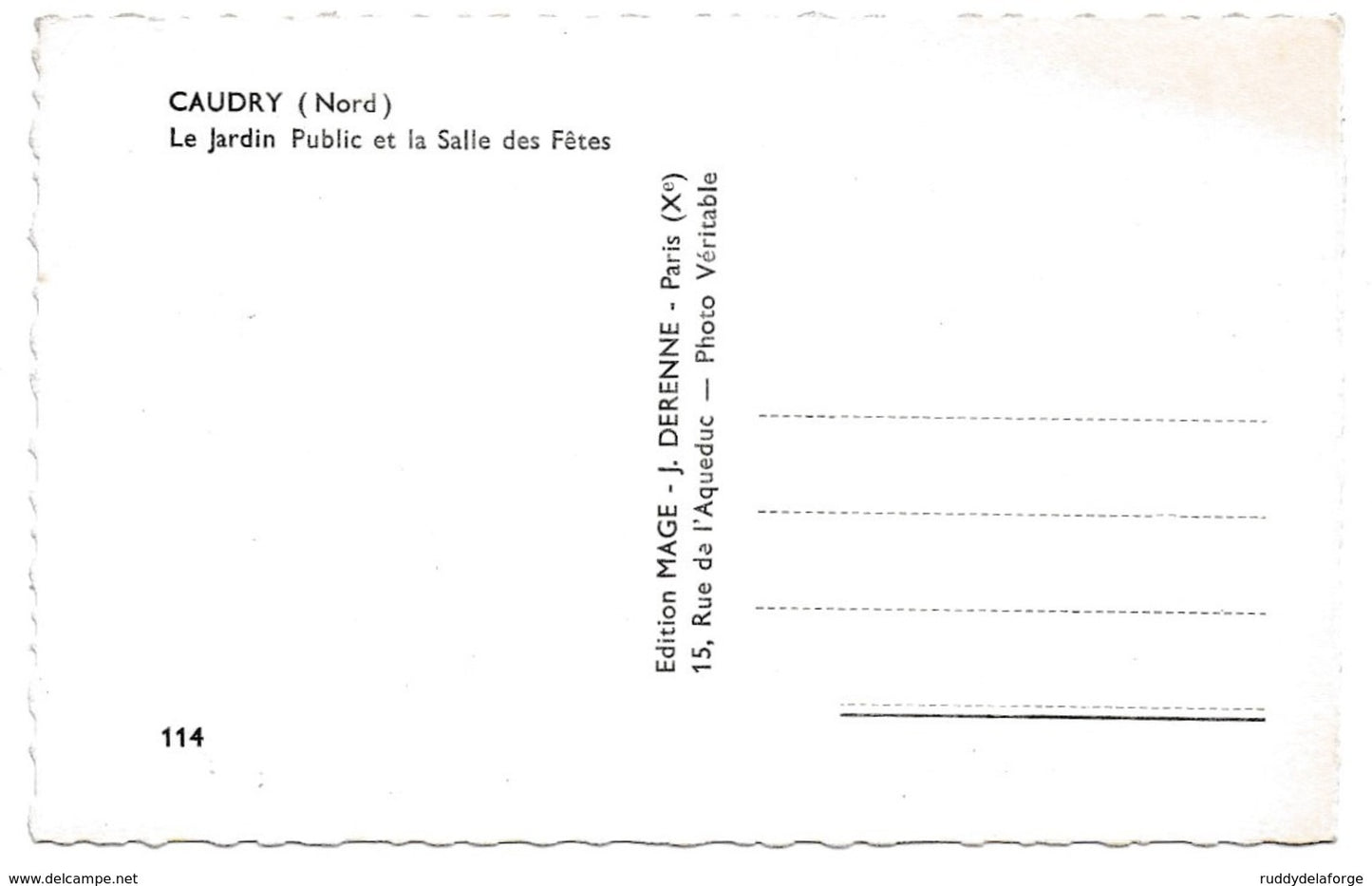 Carte postale - 114 caudy (nord) 59 le jardin public et la salle des fêtes MAGE