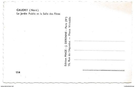 Carte postale - 114 caudy (nord) 59 le jardin public et la salle des fêtes MAGE