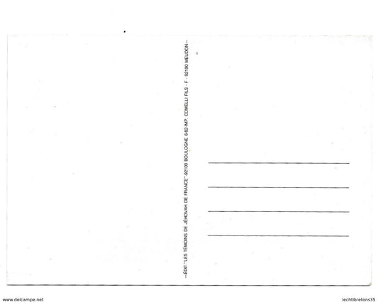 Carte postale - Jéhovah LA VÉRITÉ DU ROYAUME 1982