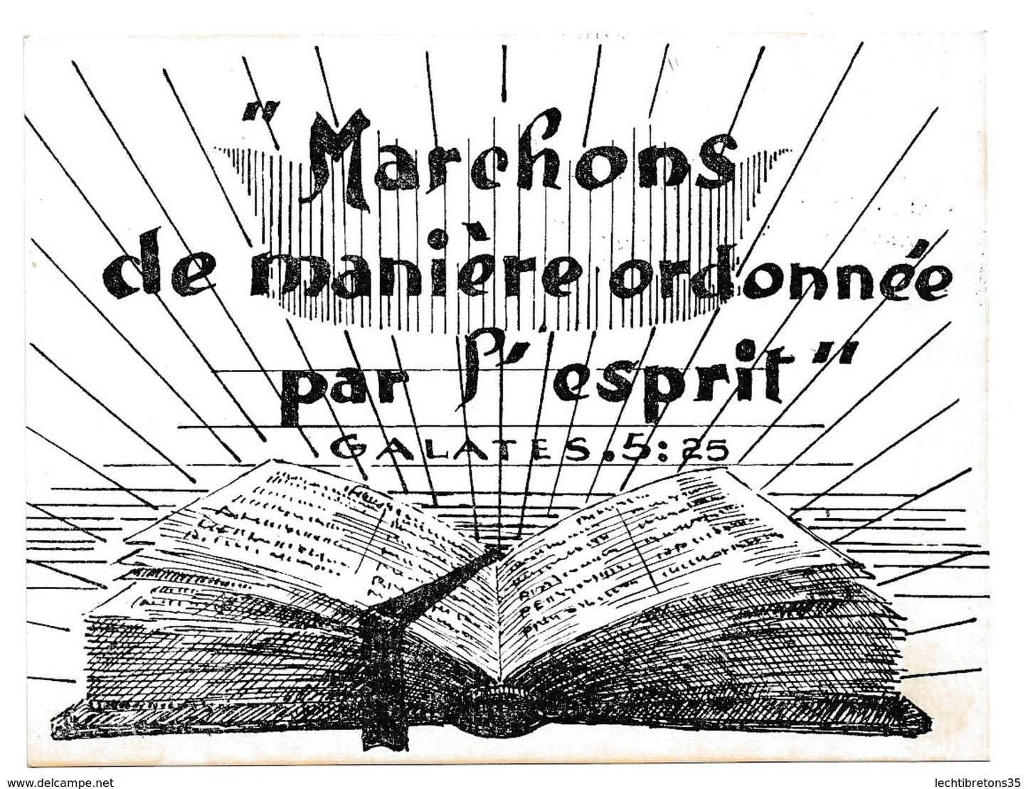 Carte postale - 1968 marchons de manière ordonnée par l'esprit Galates 5:25 assemblée témoins Jéhovah CAMBRAI 59 nord