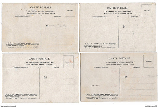 Carte postale - lot 8 cartes postales CPA promotionnel pastilles valda Eure cher Dordogne Creuse Doubs Haute Garonne Cote d'Or Seine inf