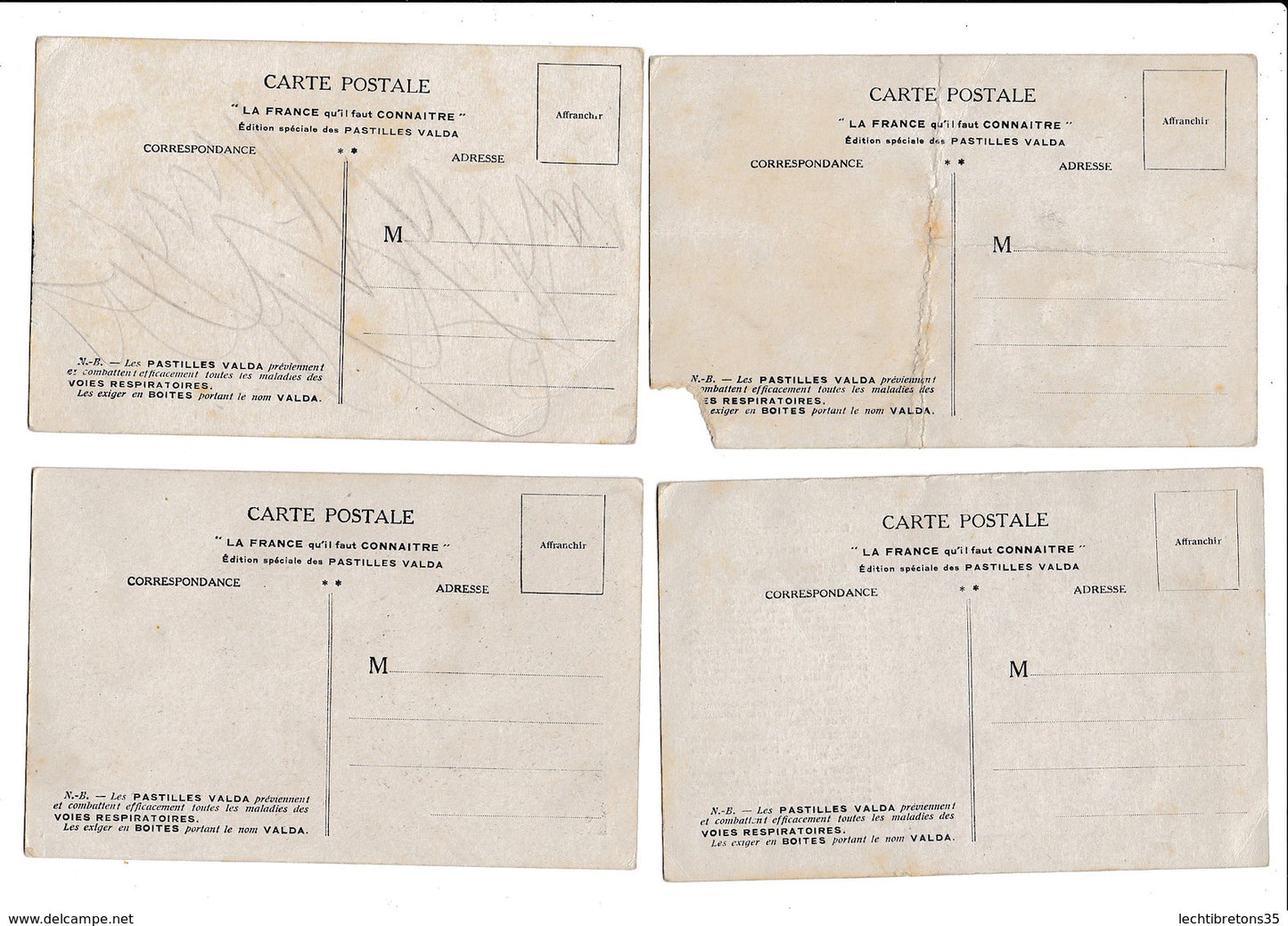 Carte postale - lot 8 cartes postales CPA promotionnel pastilles valda Eure cher Dordogne Creuse Doubs Haute Garonne Cote d'Or Seine inf