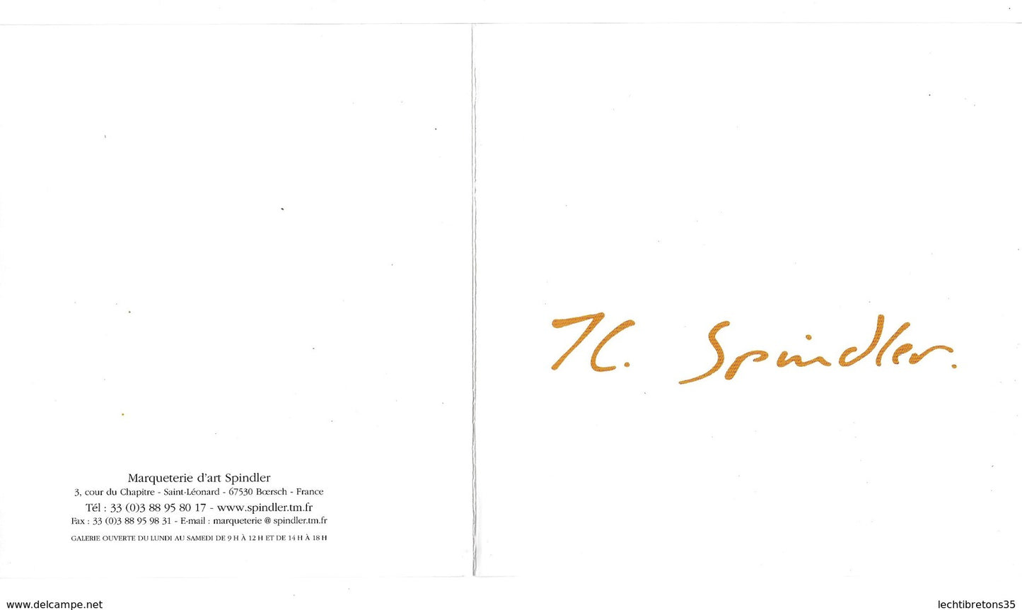 Carte postale - Rare dépliante JEAN CHARLES SPINDLER carte de vœux nouvel an 2007 esquisse marqueterie art bois naturels tableau oeuvre