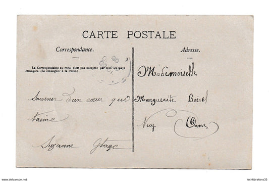 Carte postale - PHOTO 1906 TIMBRE MARIANNE SEMEUSE 10C AVANT GUERRE COUPLE DE JEUNE FILLE HOMME EN PROMENADE 3 TAIS TOI FLATTEUR