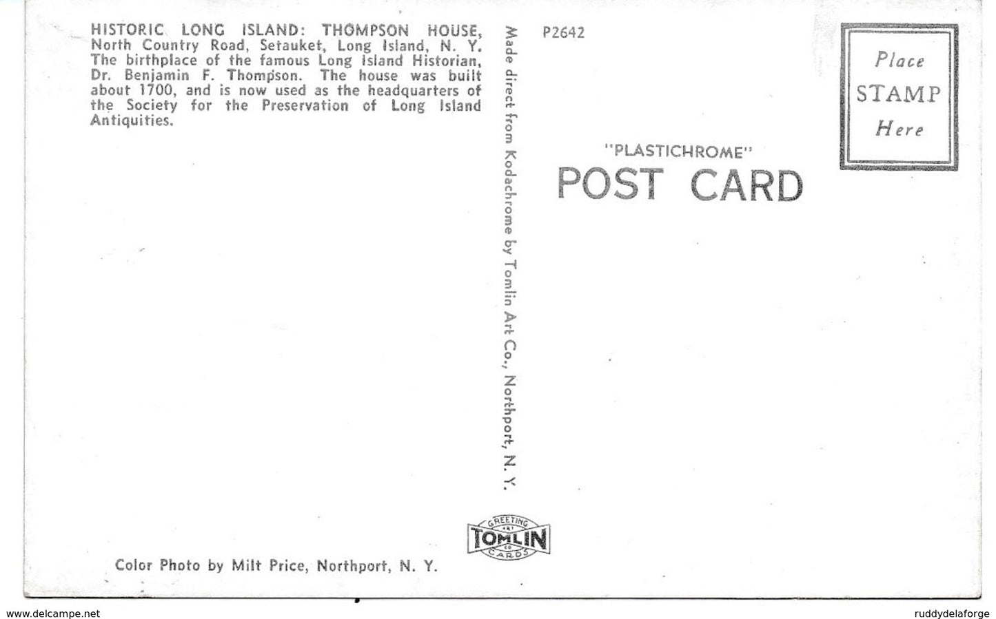 Carte postale - HISTORIC LONG ISLAND THOMPSON HOUSE