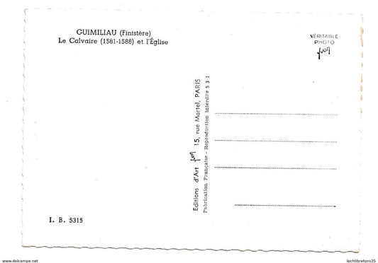 Carte postale - GUIMILIAU 29 FINISTERE LE CALVAIRE 1581 1588 EGLISE BRETAGNE BRETON MONUMENT HISTORIQUE