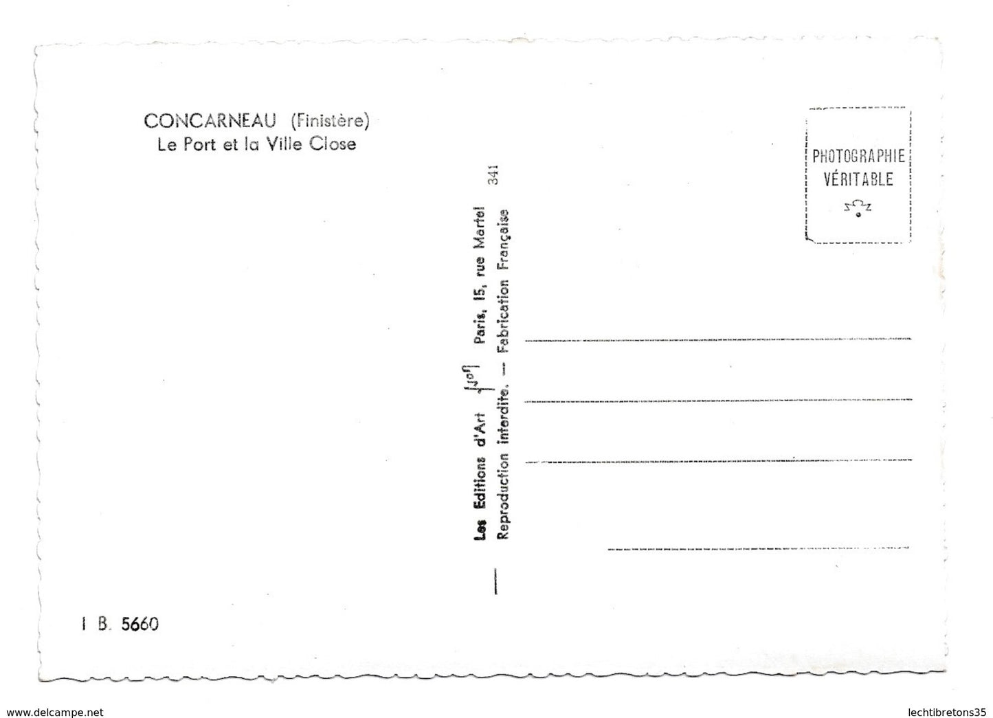 Carte postale - CONCARNEAU 29 PÉCHEURS PÊCHE EN MER BATEAU PORT ET LA VILLE CLOSE