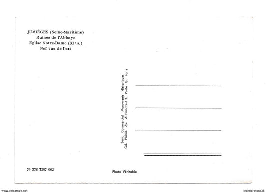 Carte postale - JUMIÈGES (Seine Maritime).- Ruines de l'Abbaye. Eglise Notre Dame (XIe.s.). Nef vue de l'Est