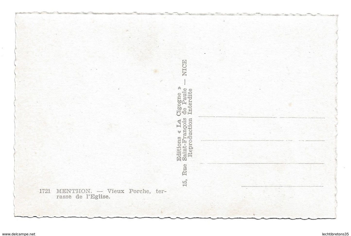 Carte postale - MENTHON VIEUX PORCHE TERRASSE DE L'EGLISE LA CIGOGNE NICE FILLETTE