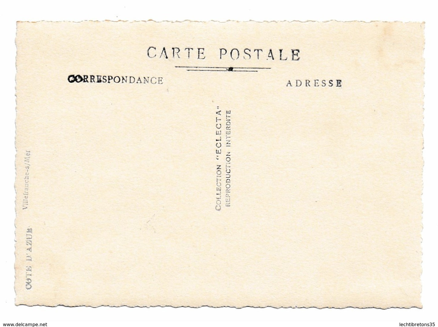 Carte postale - Villefranche sur mer collection ECLECTA COTE D'AZUR