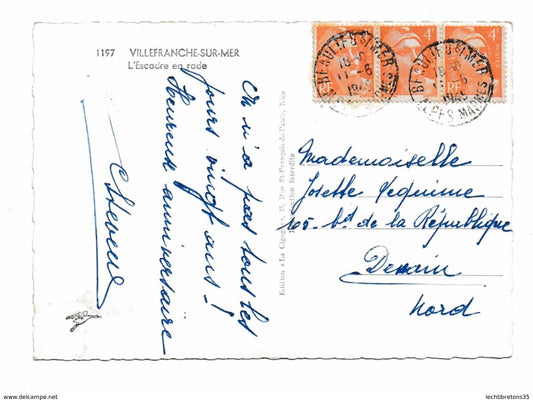 Carte postale - 1197 l'escadre en rade Villefranche sur mer bateaux