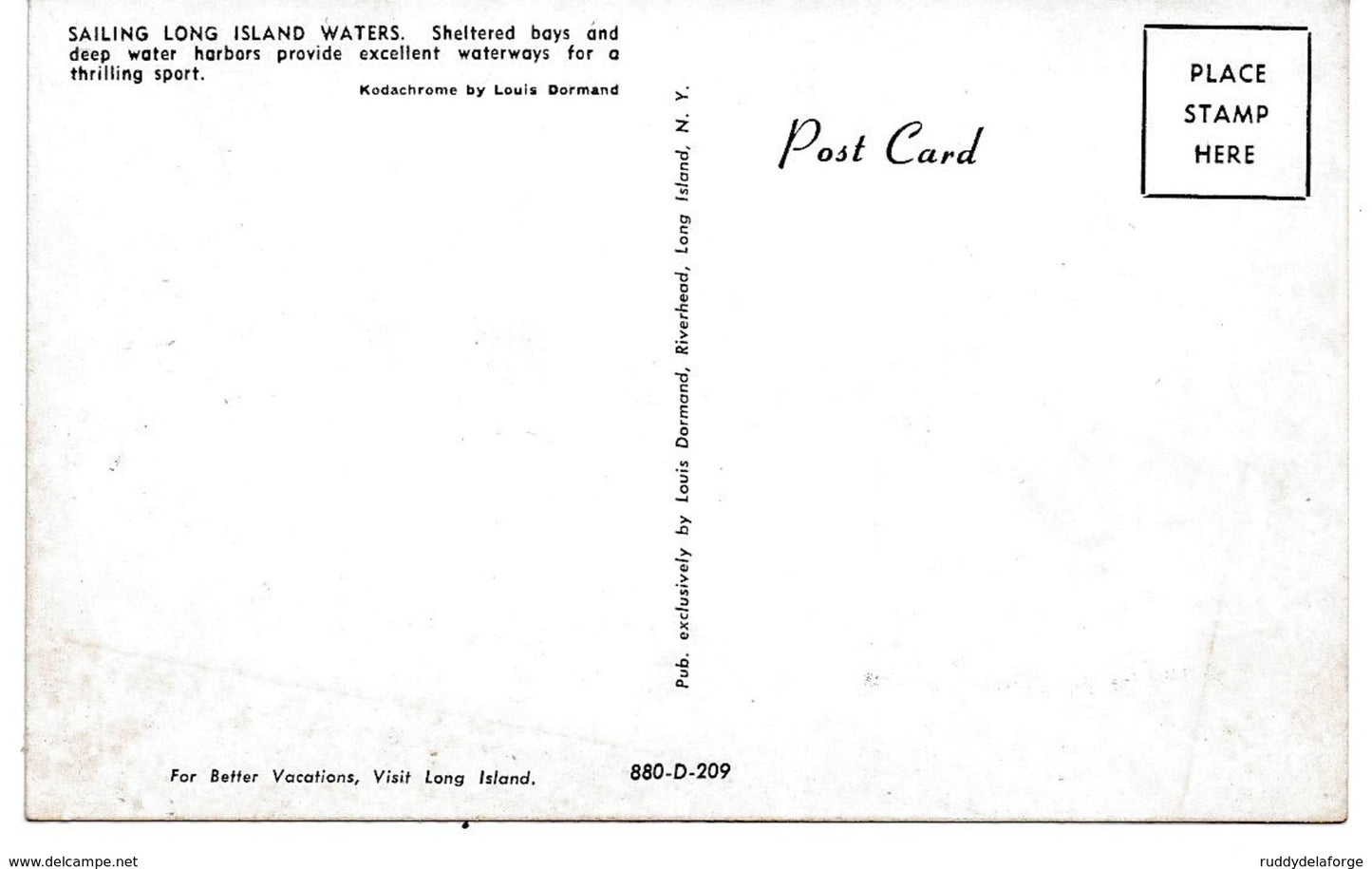Carte postale - SAILING LONG ISLAND WATERS SHELTERED BAUS AND DEEP WATER HARBORDS SPORT VOILE
