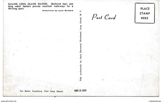 Carte postale - SAILING LONG ISLAND WATERS SHELTERED BAUS AND DEEP WATER HARBORDS SPORT VOILE