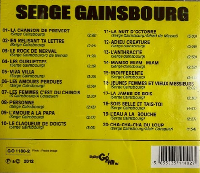 Cd Serge Gainsbourg – La Chanson De Prevert 5055035118027