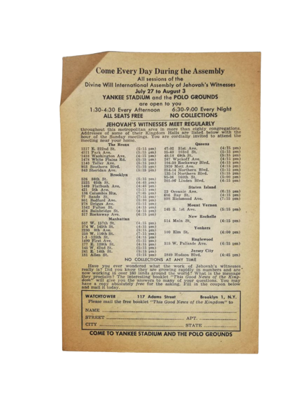 Flyer programme Assembly Yankee Stadium