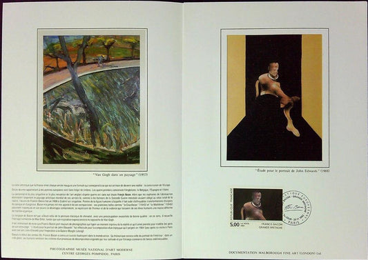 Francis Bacon Art Contemporain Enveloppe Dépliant Timbre 1er jour Encart Fdc Yvert et Tellier