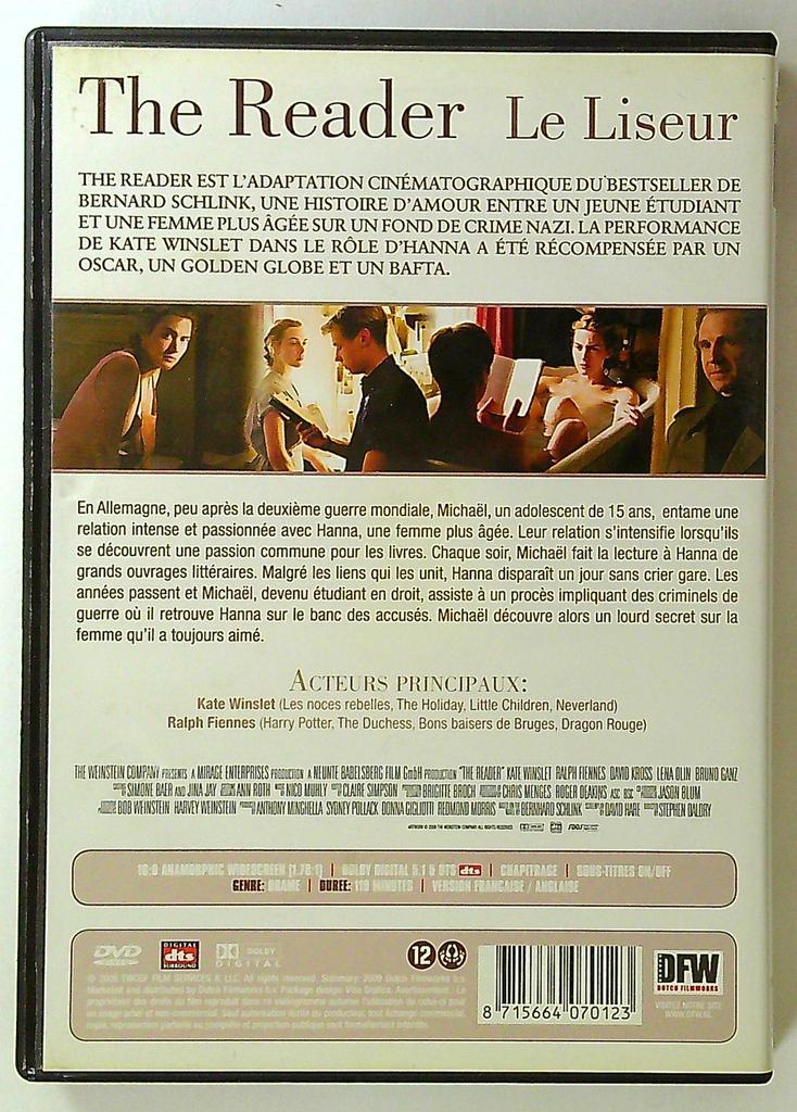 Dvd The Reader Le Liseur Kate Winslet Ralph Fiennes