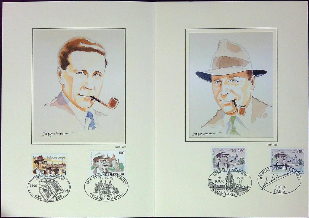 Georges Simenon Enveloppe Dépliant Timbre 1er jour Encart Fdc Yvert et Tellier