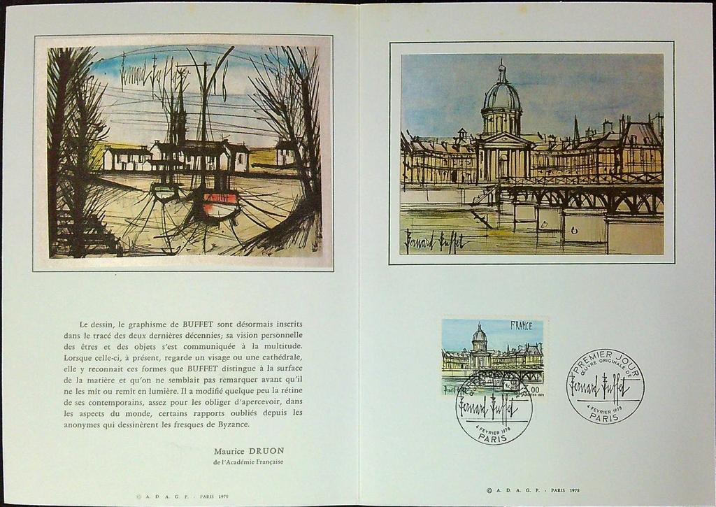 Bernard Buffet Enveloppe Dépliant Timbre 1er jour Encart Fdc Yvert et Tellier