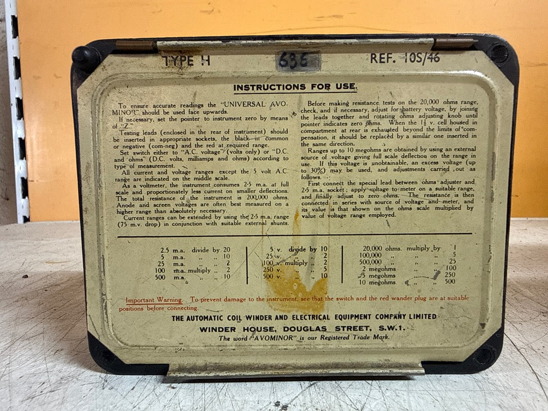 Multimètre – Avo Universal Avominor – Outil de mesure – bakélite vintage collection
