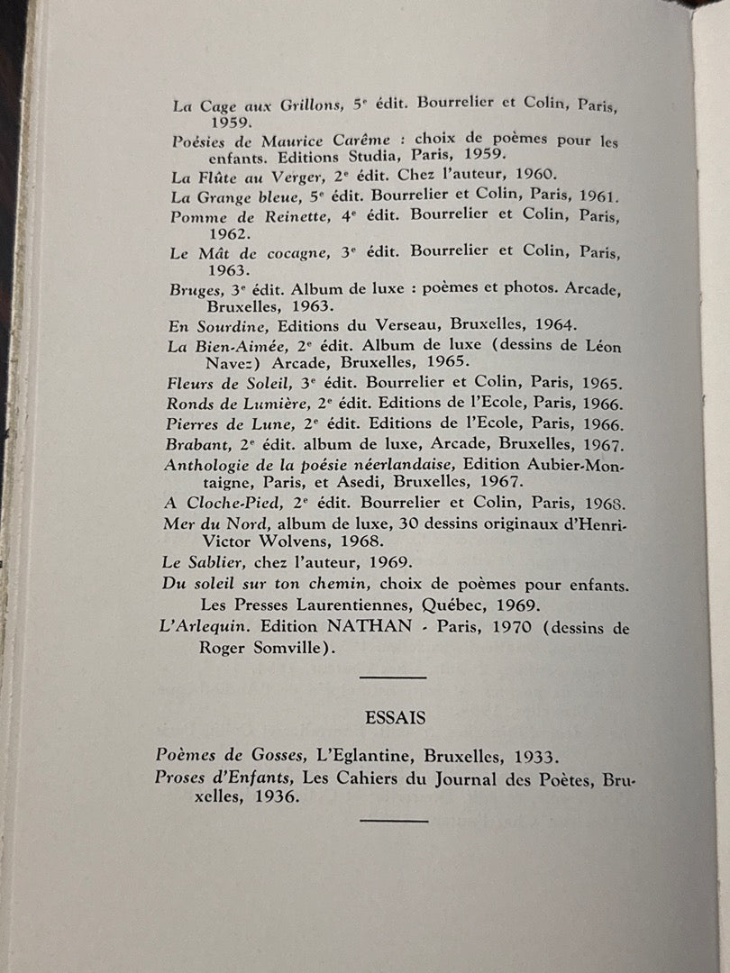 Livre – Maurice Carême – Poésie – Entre deux mondes 1970